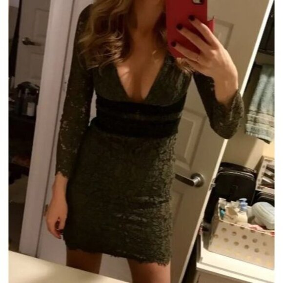 Diane von Furstenburg DVF Green Lace Cutout Dress $498 - Picture 2 of 10